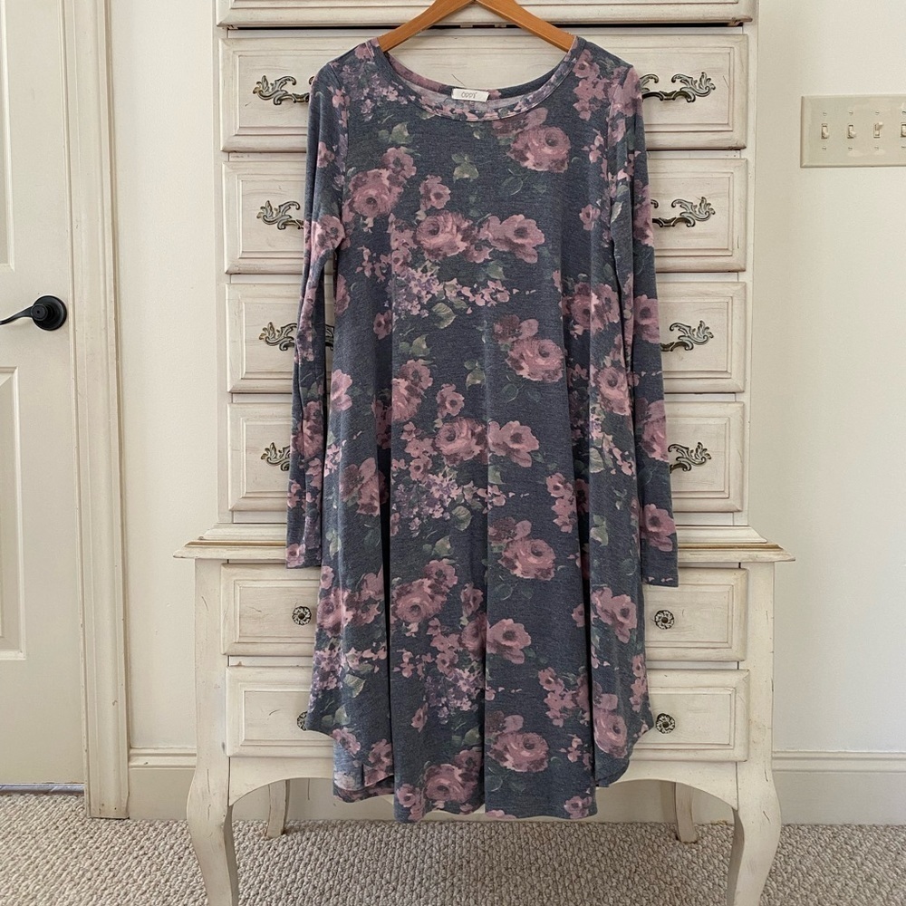 Pink Floral Pocketed Dress